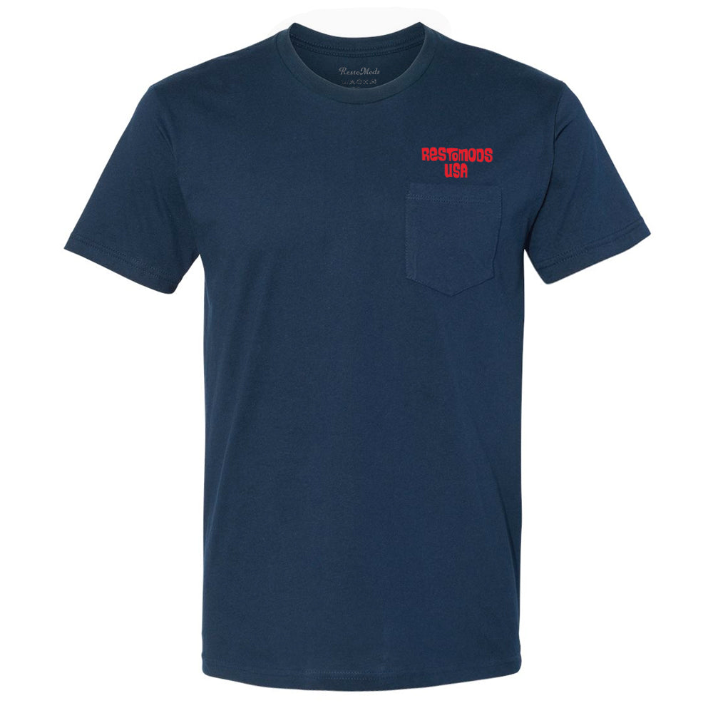 Race Repeat Pocket T-Shirt Navy