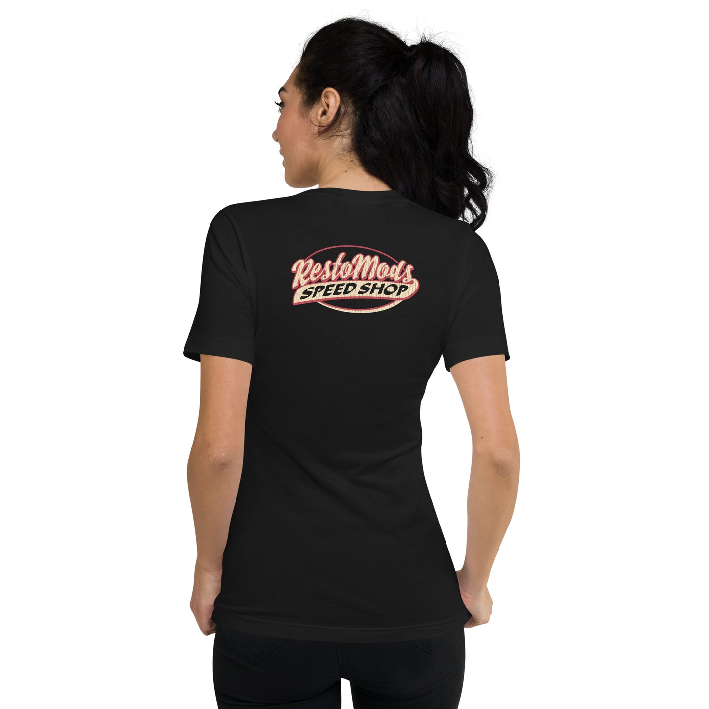 Script Short Sleeve V-Neck T-Shirt