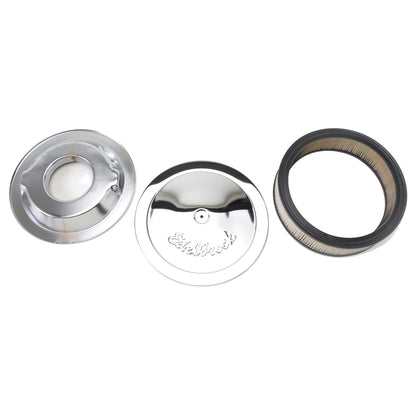 Edelbrock - Pro-Flo Chrome 14in. Round Air Cleaner with 3in. Paper Element (Deep Flange) - 1221