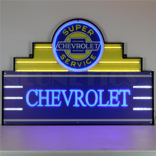 Neonetics 29ADCHV Chevrolet Super Service LED Flex-Neon Sign in Steel Can 39” x 28” (CCC)
