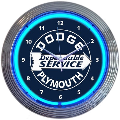 Neonetics Dodge &amp; Plymouth Service Blue Neon Clock (CCC)
