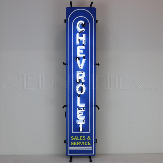 Neonetics Chevrolet Sales &amp; Service Vertical Junior Neon Sign 5SMLVC 34" x 9" (CCC)
