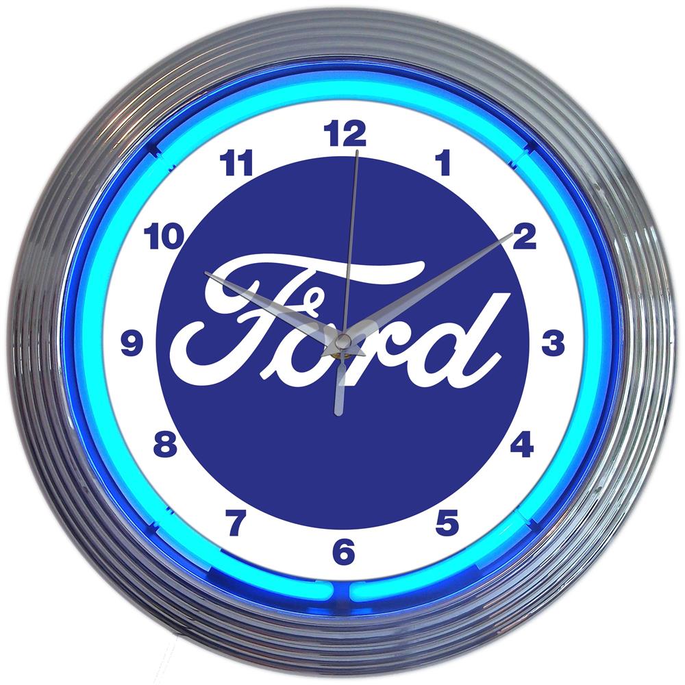 Neonetics Ford Script Logo Blue Neon Clock 15" (CCC)