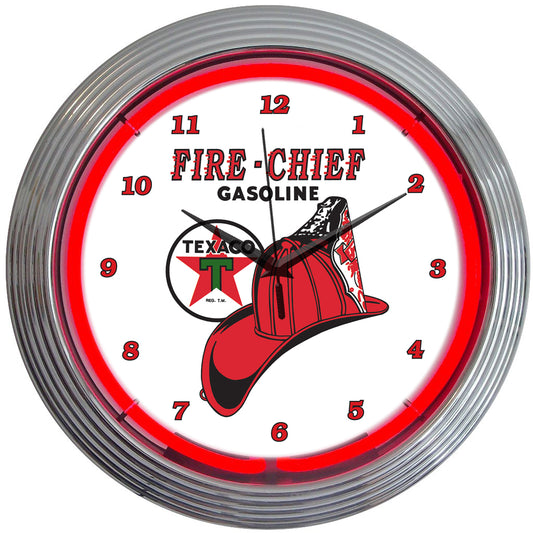 Neonetics Texaco Gasoline Firefighters Red Neon Clock (CCC)