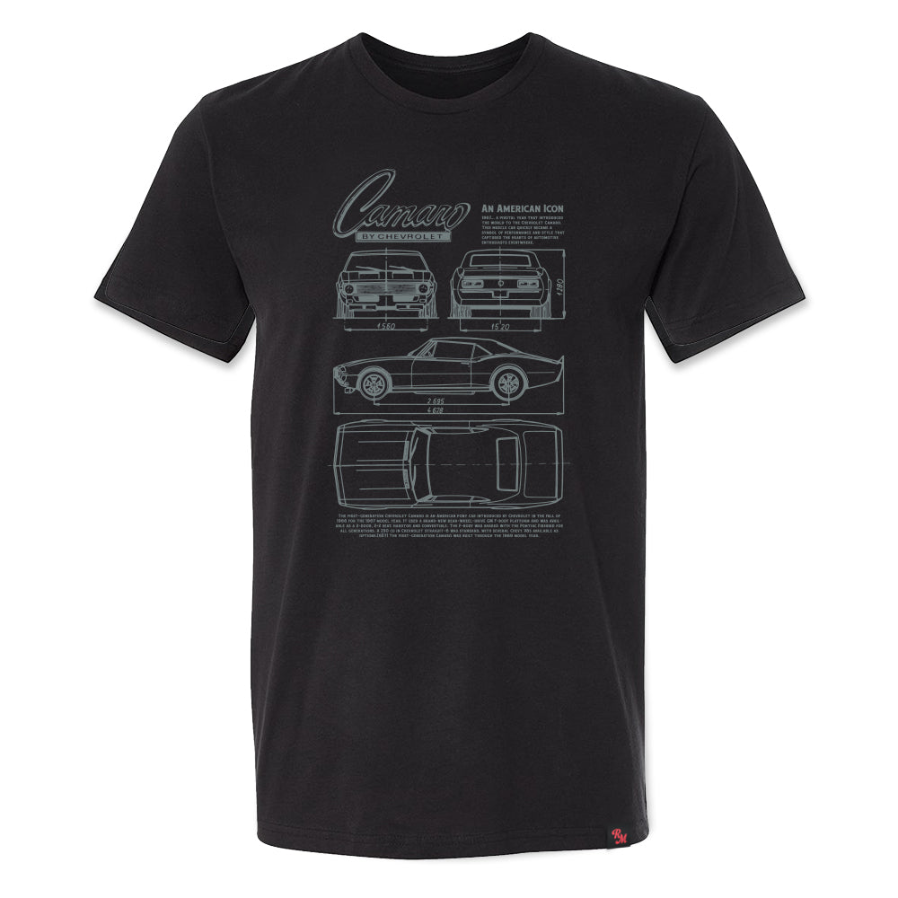 Camaro Blueprint Black T-Shirt